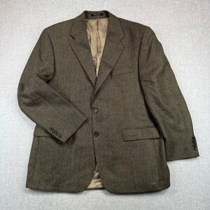 VTG Chaps Ralph Lauren 44R Wool Sport Coat Blazer Men Brown Houndstooth Canada